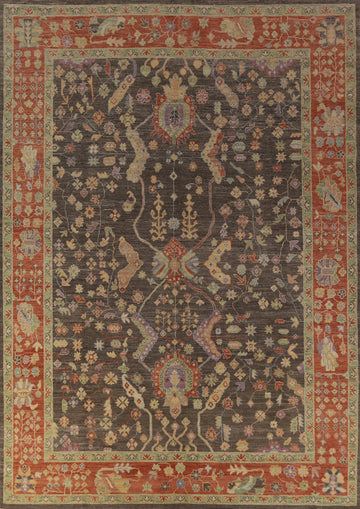 Vegetable Dye Oushak Turkish Area Rug 9x12