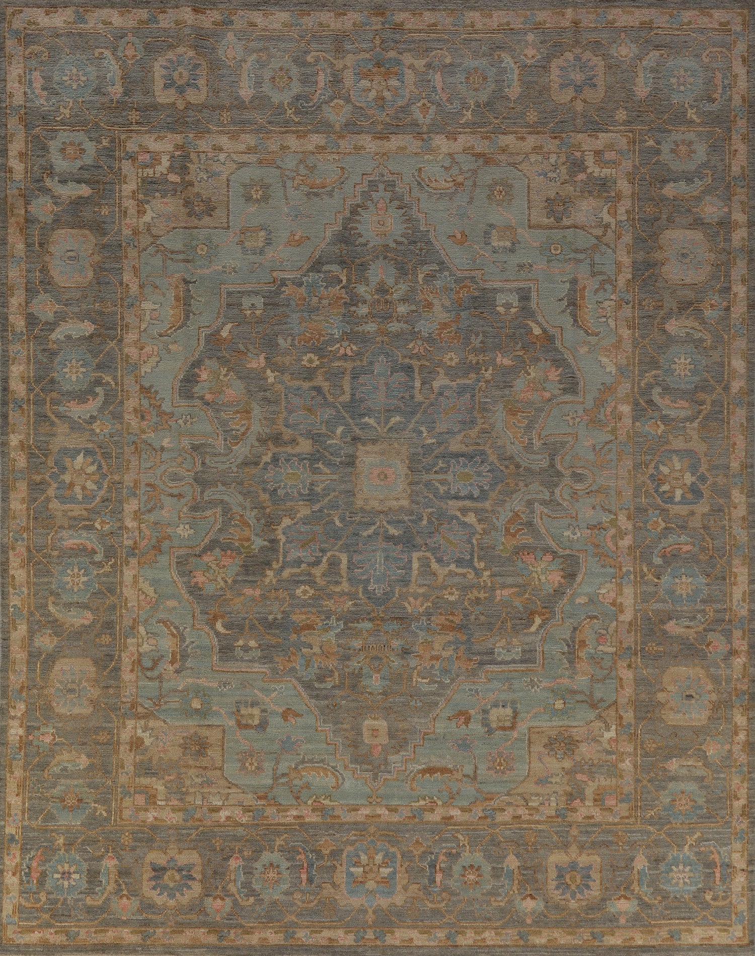 Vegetable Dye Wool Oushak Turkish Area Rug 8x10