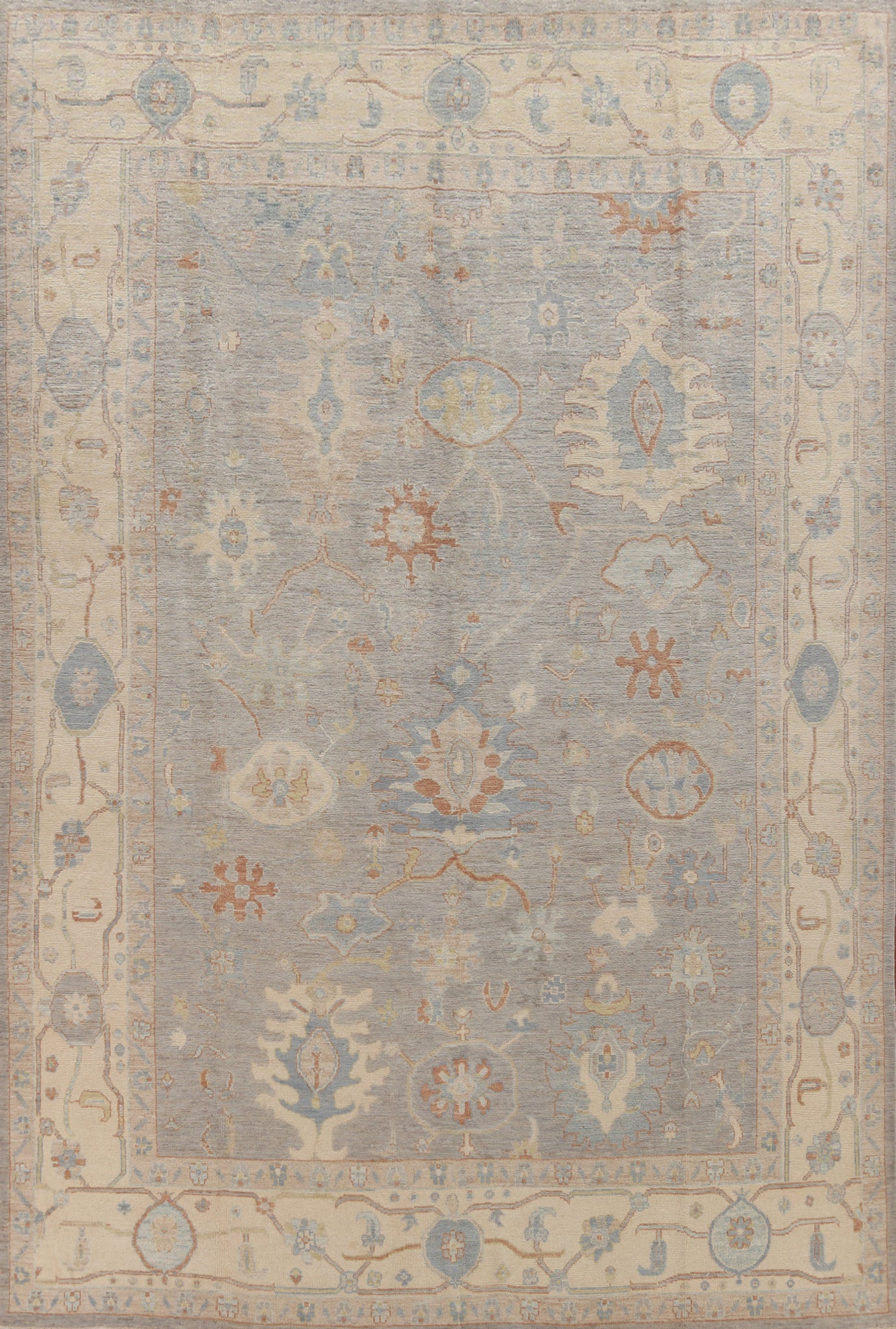 Vegetable Dye Floral Oushak Turkish Area Rug 9x13