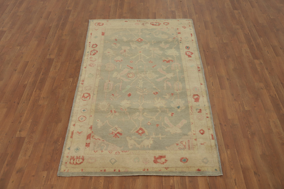 Vegetable Dye Handmade Oushak Turkish Rug 4x7