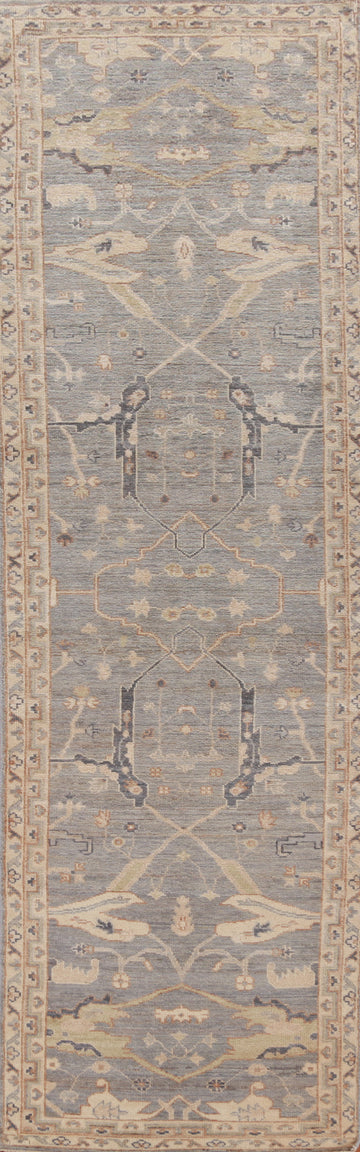 Vegetable Dye Oushak Turkish Runner Rug 3x12