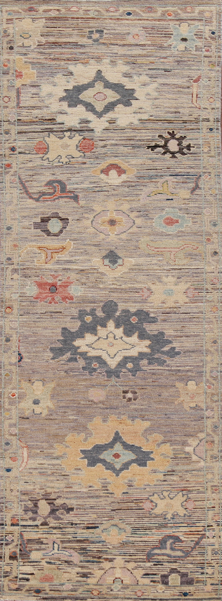 Vegetable Dye Oushak Turkish Runner Rug 3x10