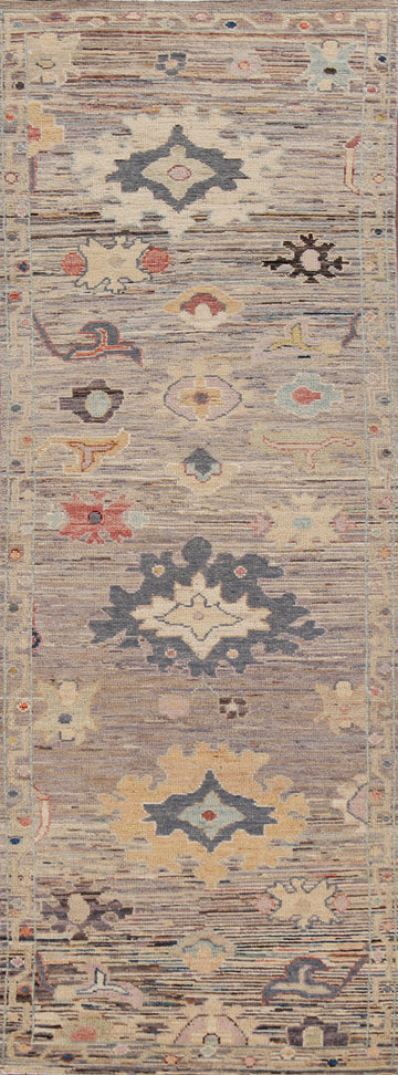 Vegetable Dye Oushak Turkish Runner Rug 3x10