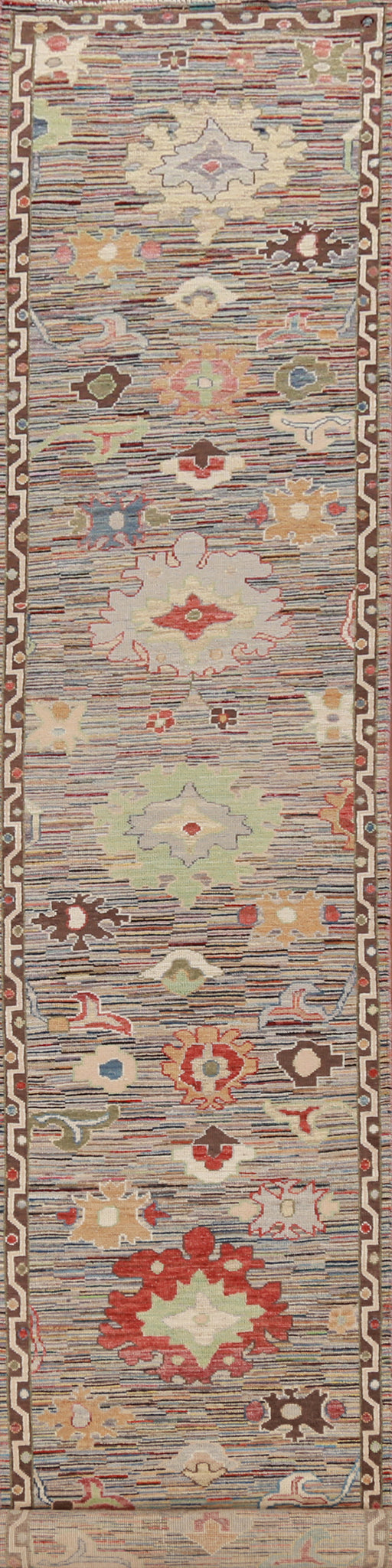 Vegetable Dye Wool Oushak Turkish Runner Rug 3x20