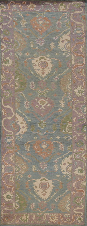 Vegetable Dye Oushak Turkish Runner Rug 3x10