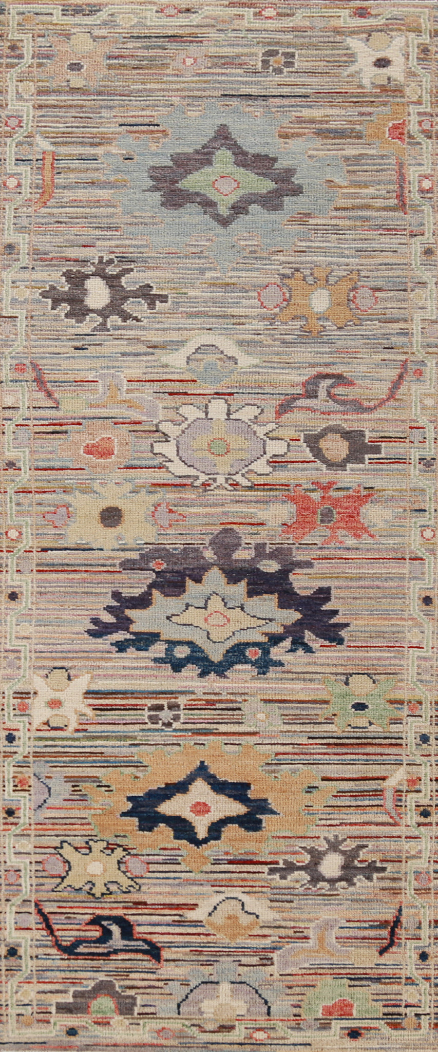 Vegetable Dye Oushak Turkish Runner Rug 3x9