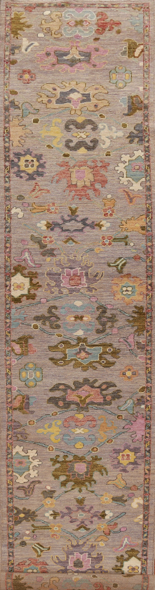 Vegetable Dye Oushak Turkish Runner Rug 3x19