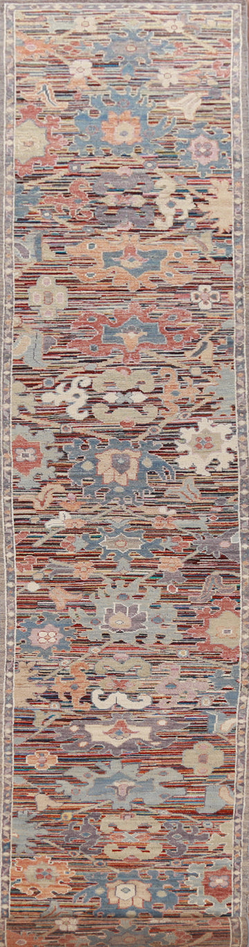 Vegetable Dye Oushak Turkish Runner Rug 2x19