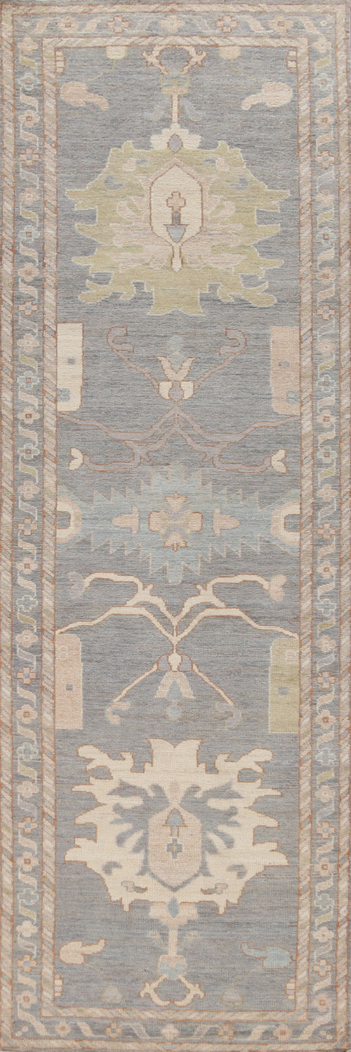 Vegetable Dye Oushak Turkish Runner Rug 3x12