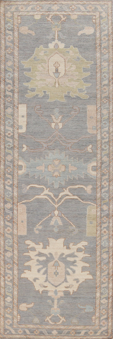 Vegetable Dye Oushak Turkish Runner Rug 3x12