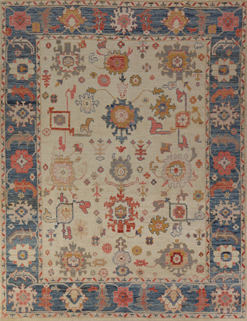Vegetable Dye Floral Oushak Turkish Area Rug 8x10