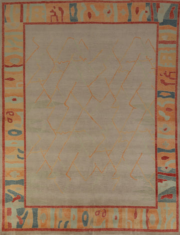 Vegetable Dye Oushak Turkish Area Rug 8x9