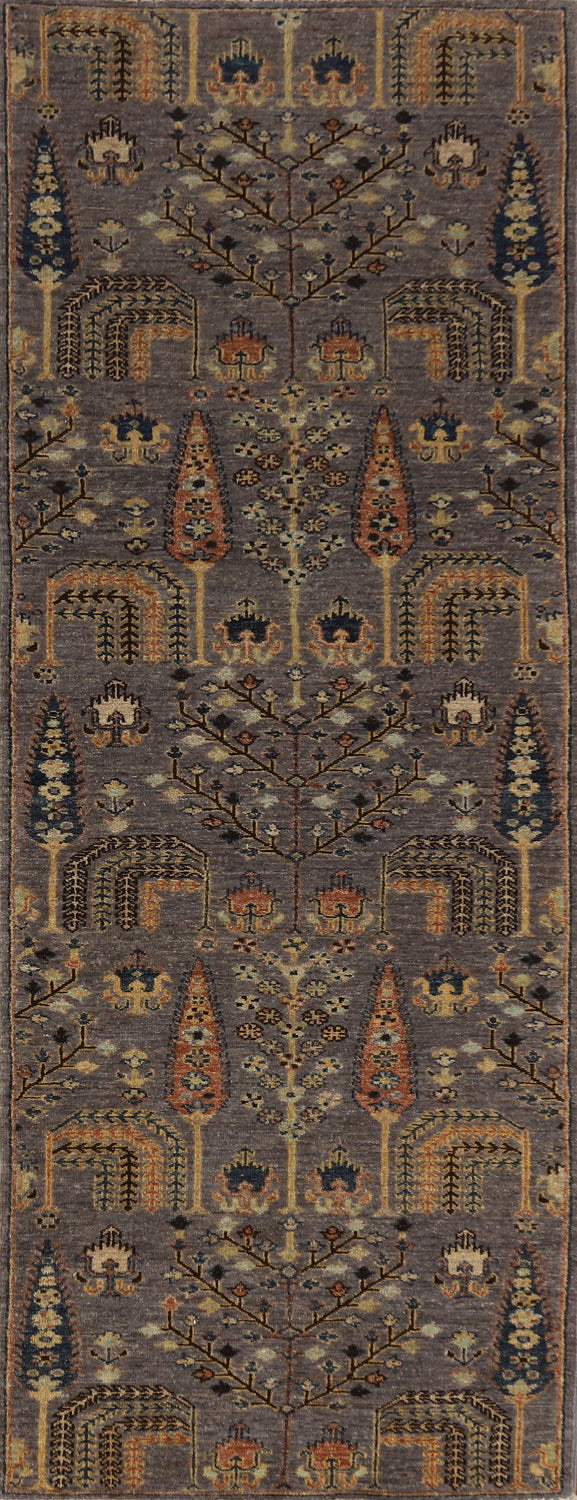 Vegetable Dye Oushak Chobi Turkish Runner Rug 3x10