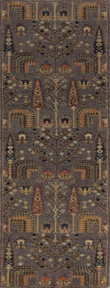Vegetable Dye Oushak Chobi Turkish Runner Rug 3x10