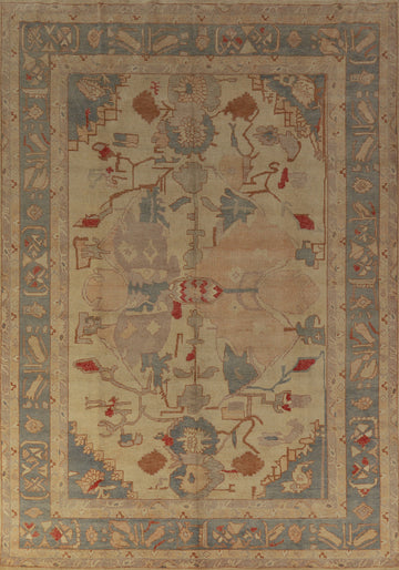 Vegetable Dye Golden Oushak Turkish Area Rug 8x11