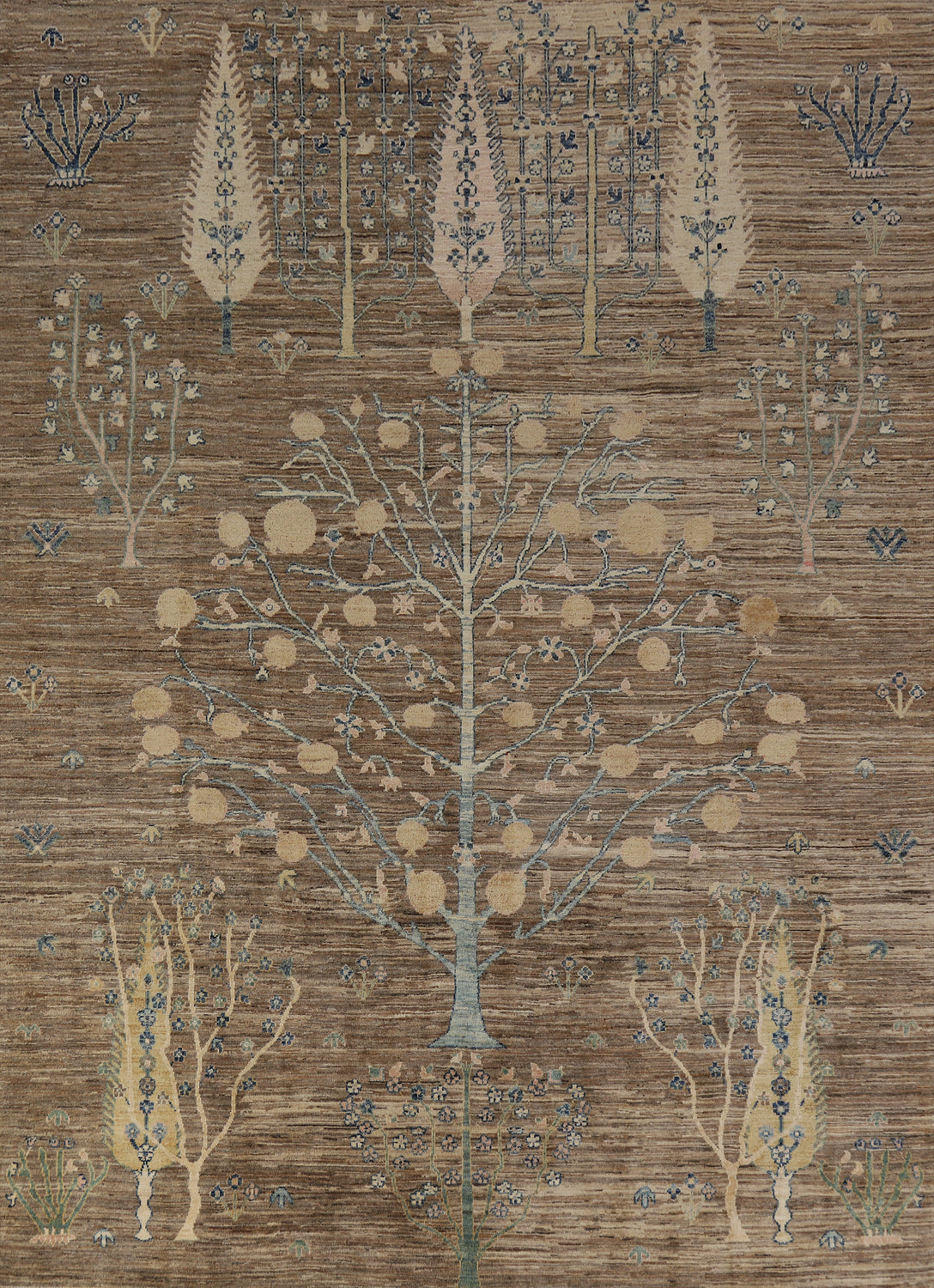 Vegetable Dye Brown Oushak Chobi Turkish Area Rug 8x10