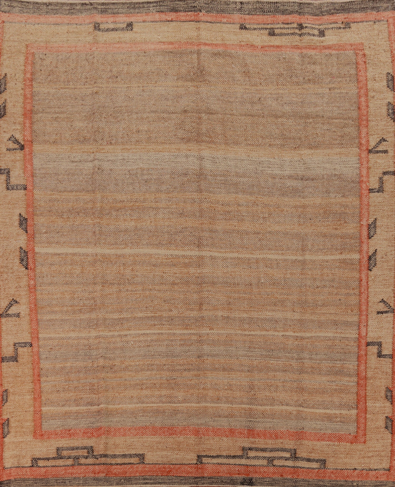 Earth Tone Jute Kilim Vegetable Dye Area Rug 8x10