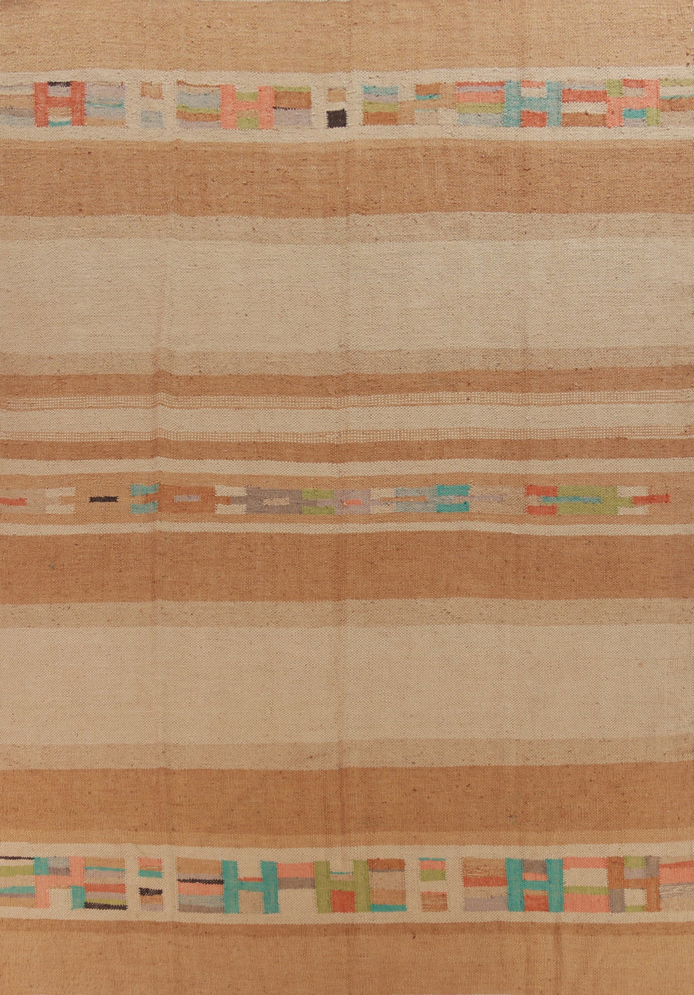 Striped Jute Kilim Vegetable Dye Area Rug 9x12