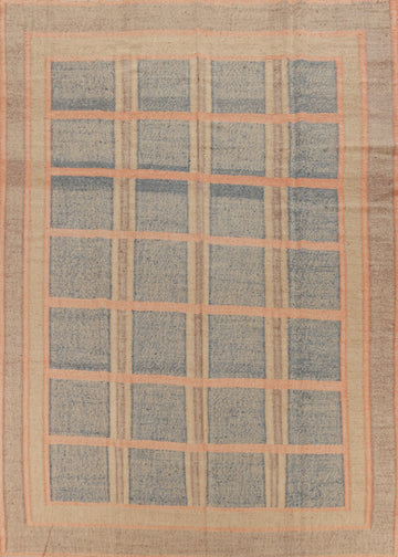 Checkered Kilim Vegetable Dye Area Rug 10x12