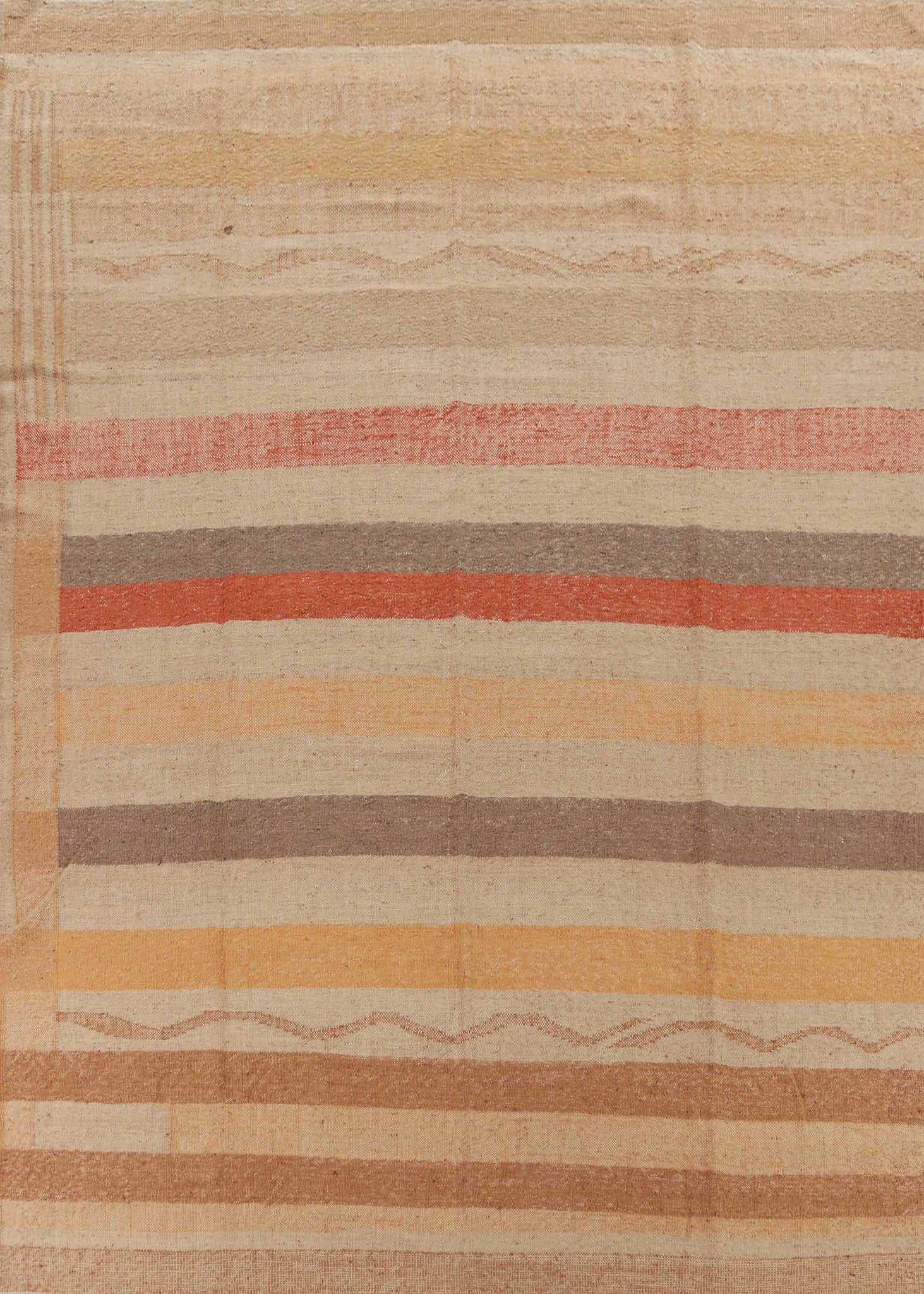 Striped Wool Kilim Vegetable Dye Area Rug 10x12