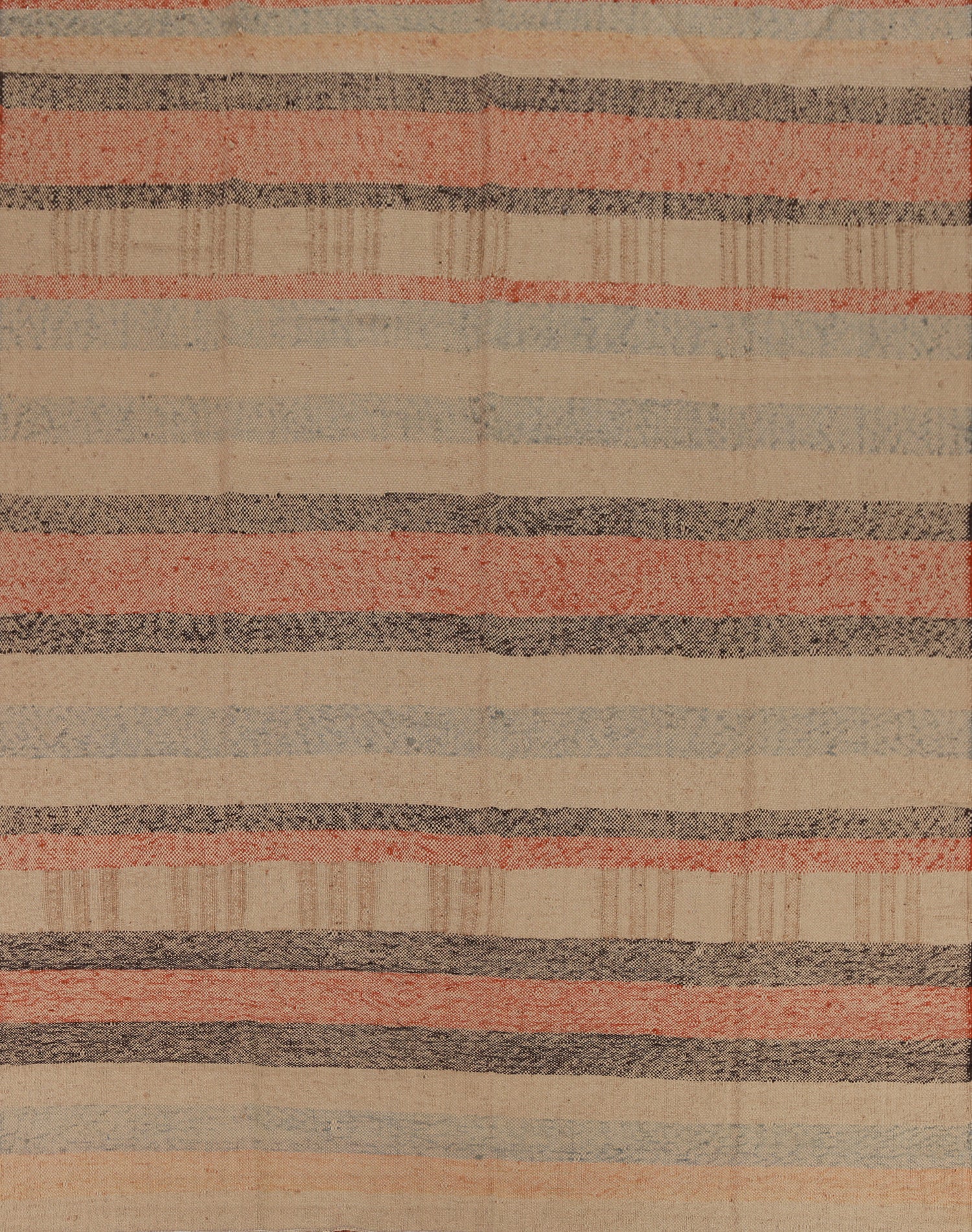 Earth Tone Striped Kilim Vegetable Dye Area Rug 8x10