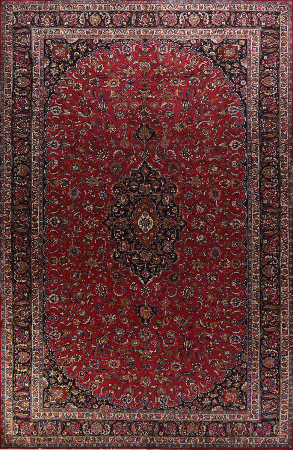 Traditional Signed Mashad Persian Large Rug 10x15