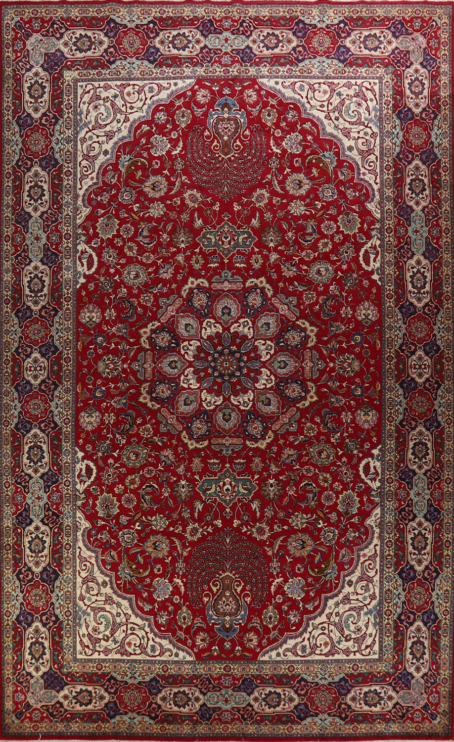 Vegetable Dye Wool Medallion Tabriz Persian Large Rug 10x17