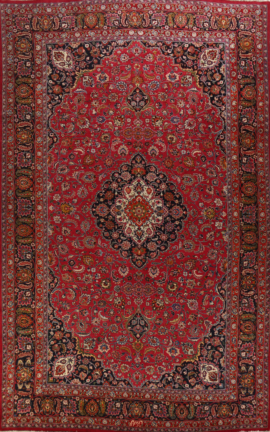 Traditional Signed Mashad Persian Large Rug 10x16