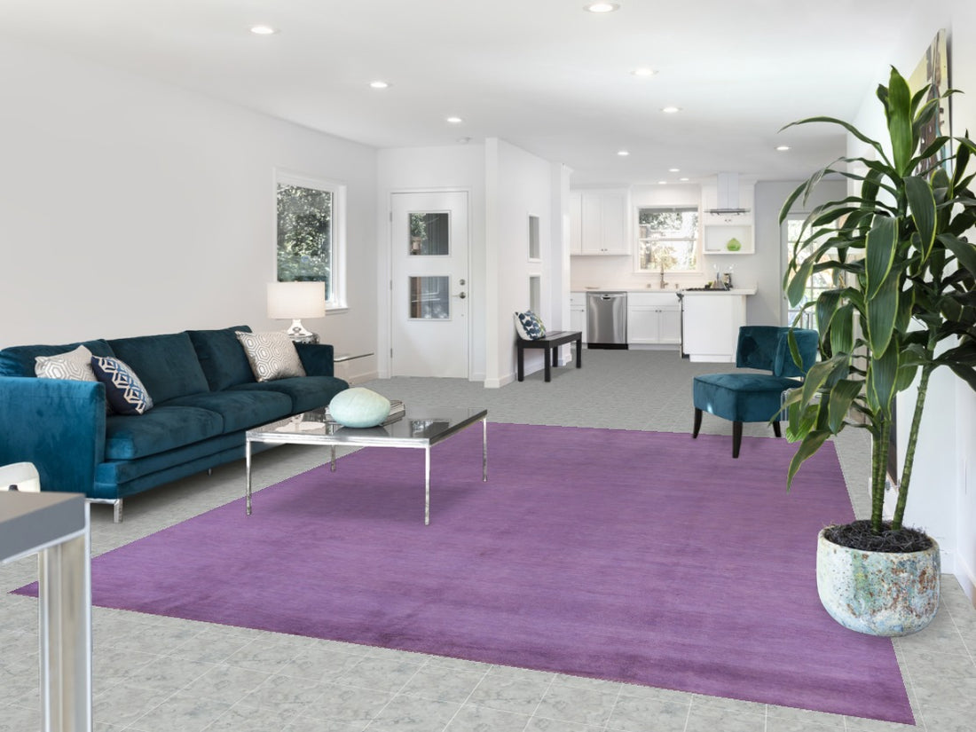 Vegetable Dye Lilac Purple Gabbeh Persian Area Rug 8x11