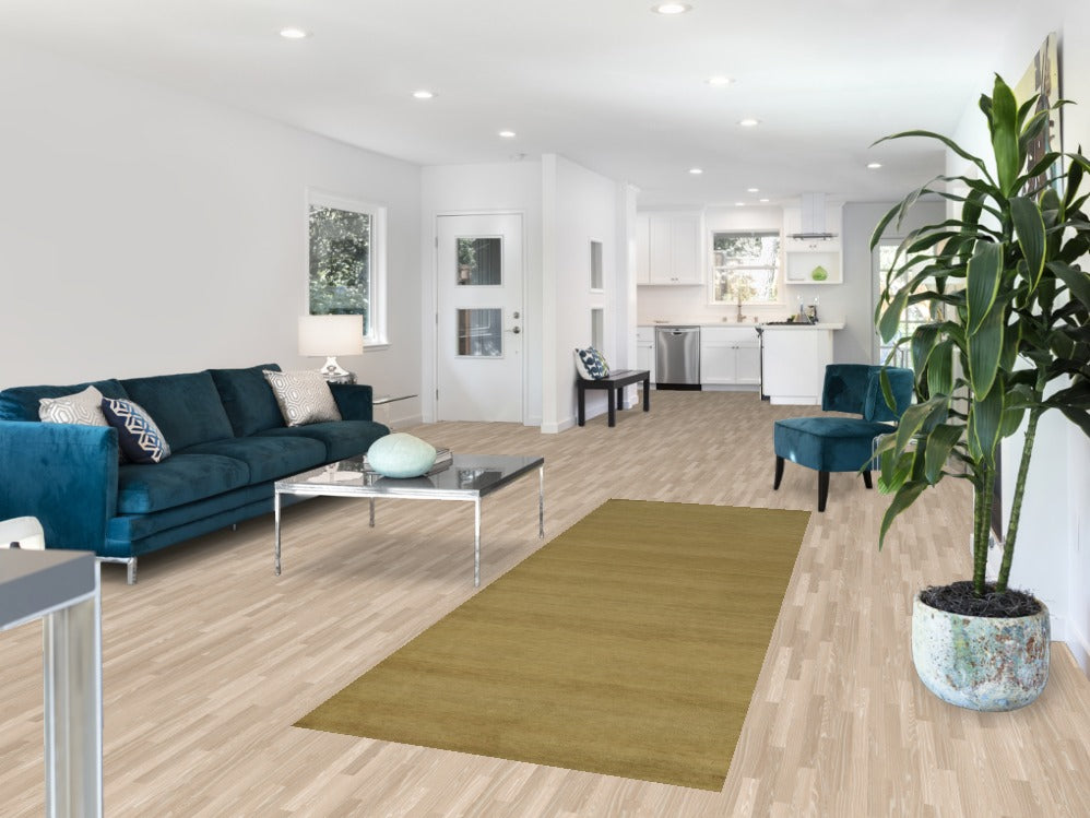 Modern Green Gabbeh Vegetable Dye Runner Rug 3x9