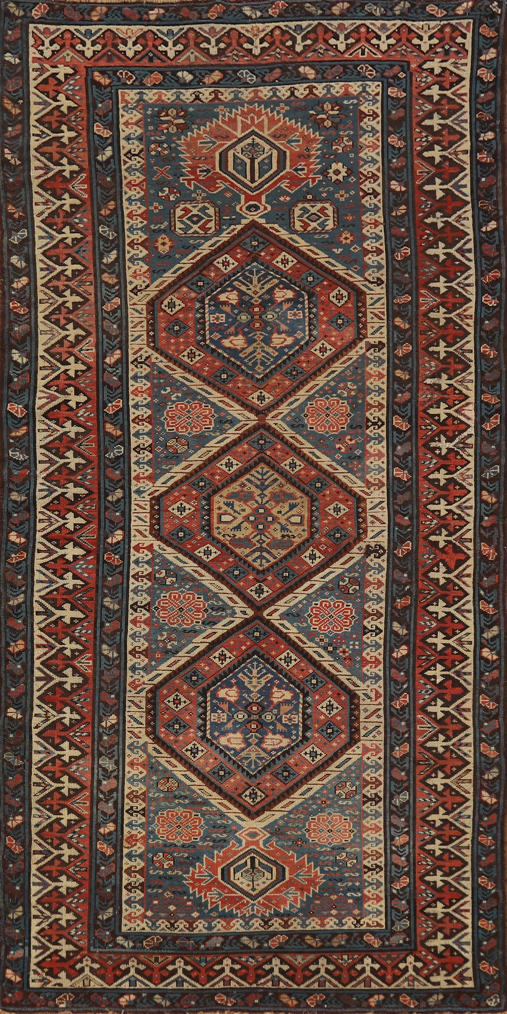 Pre-1900 Antique Kazak Oriental Rug 4x8