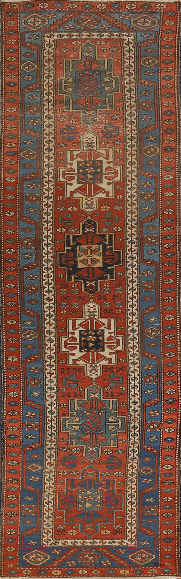 Vegetable Dye Antique Heriz Serapi Persian Runner Rug 3x13