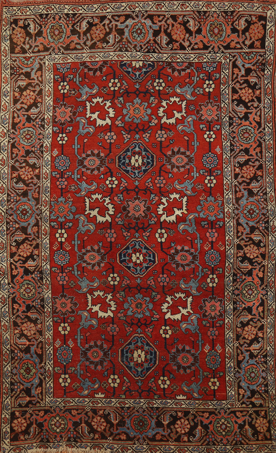 Vegetable Dye Wool Floral Heriz Serapi Persian Rug 4x7