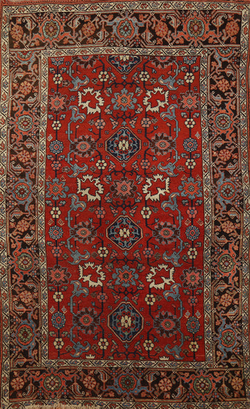 Vegetable Dye Wool Floral Heriz Serapi Persian Rug 4x7