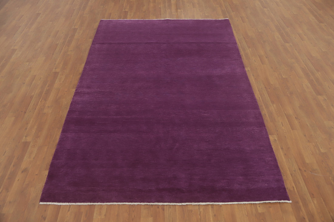 Vegetable Dye Purple Gabbeh Persian Area Rug 6x9
