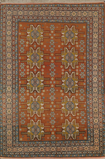 Orange Wool Vegetable Dye Sumak Persian Rug 5x7