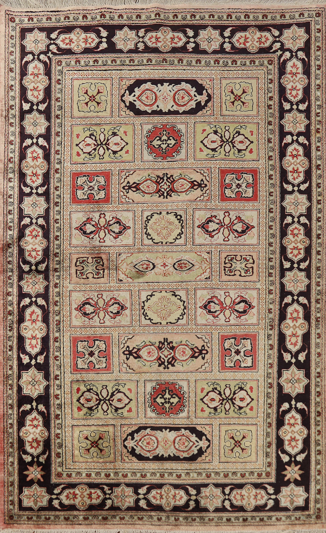 Vegetable Dye Silk Qum Persian Rug 3x4