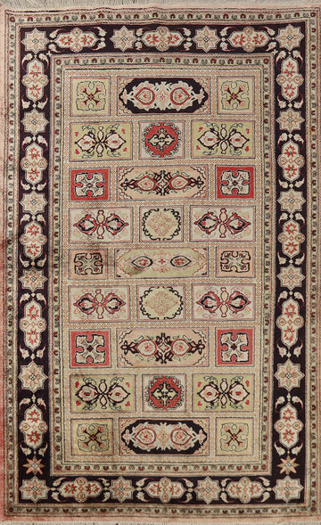 Vegetable Dye Silk Qum Persian Rug 3x4