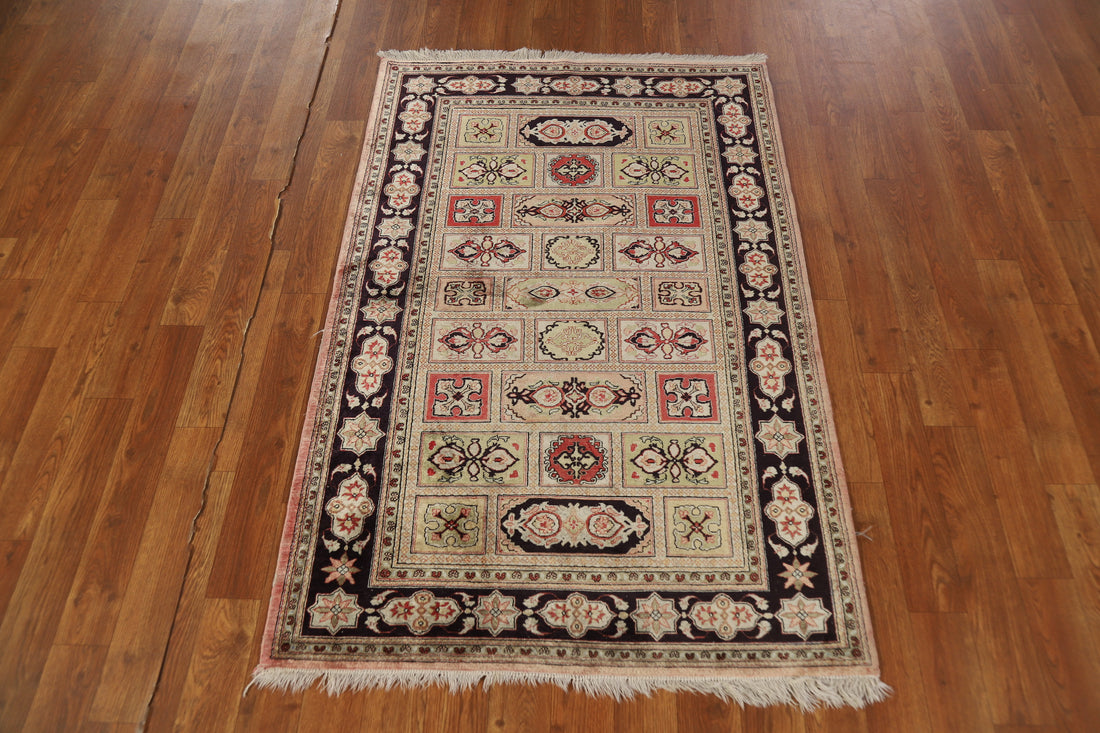 Vegetable Dye Silk Qum Persian Rug 3x4