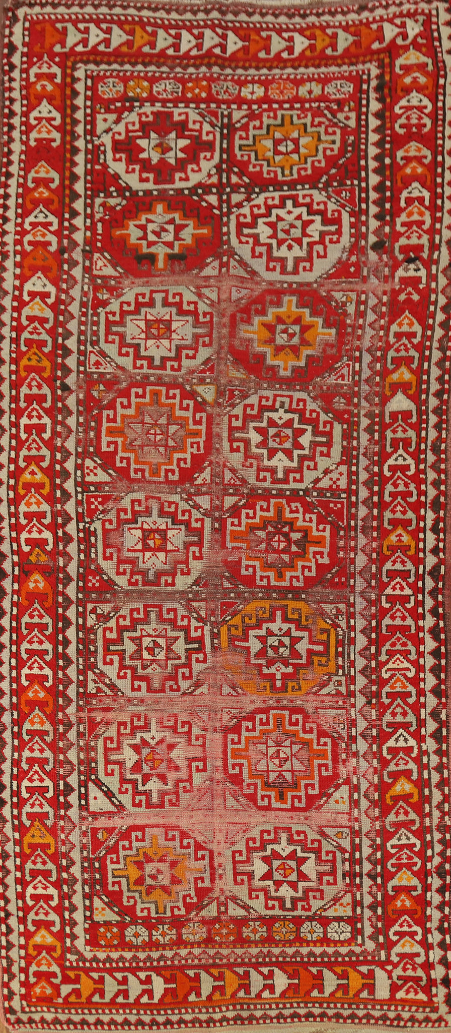 Pre-1900 Vegetable Dye Anatolian Turkish Runner Rug 4x10