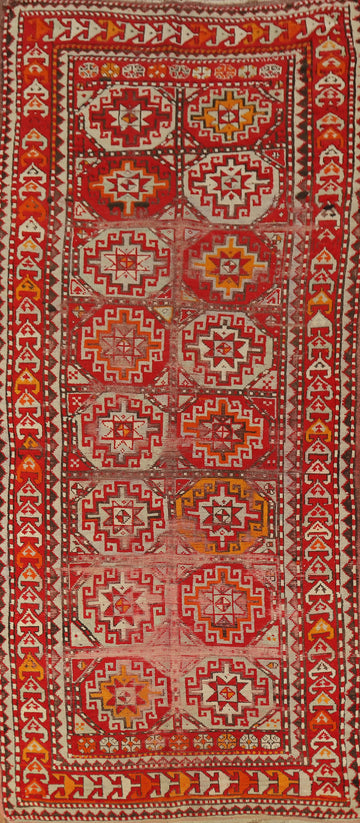 Pre-1900 Vegetable Dye Anatolian Turkish Runner Rug 4x10