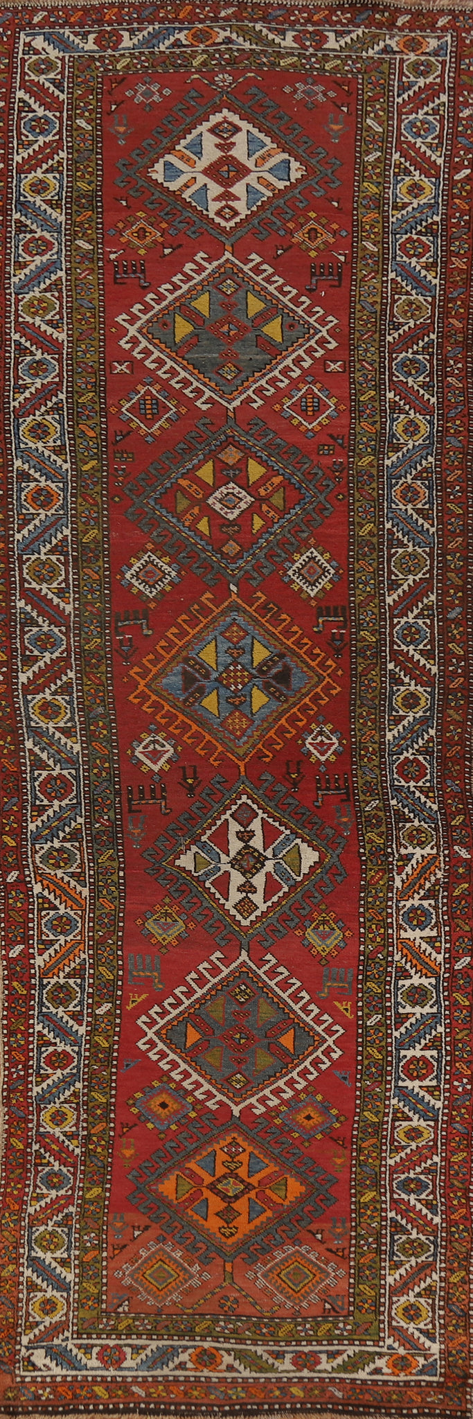 Antique Heriz Bakhshayesh Vegetable Dye Runner Rug 4x13