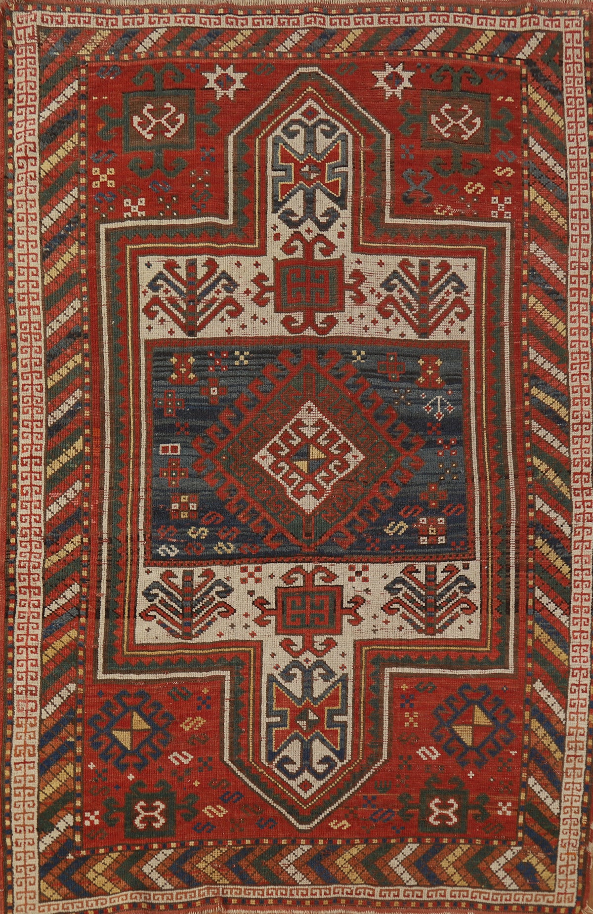 Pre-1900 Antique Vegetable Dye Caucasian Persian Rug 4x6