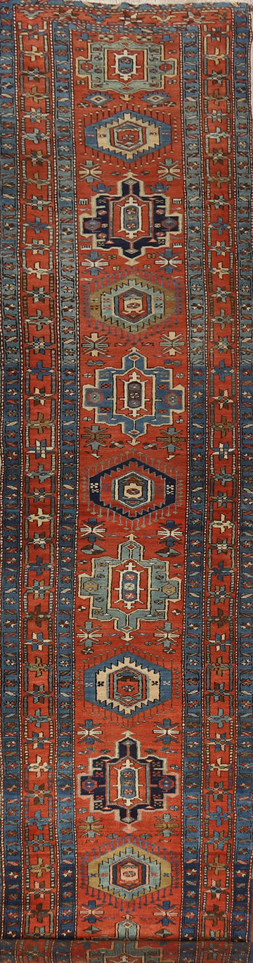 Vegetable Dye Antique Heriz Serapi Persian Runner Rug 3x18