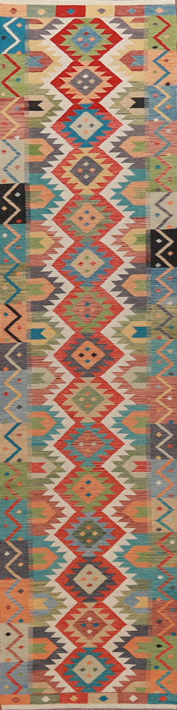 Multicolored Wool Kilim Oriental Runner Rug 3x16