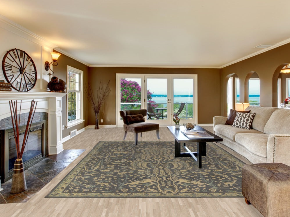 Hunting Animals Design Ziegler Oriental Area Rug 9x12