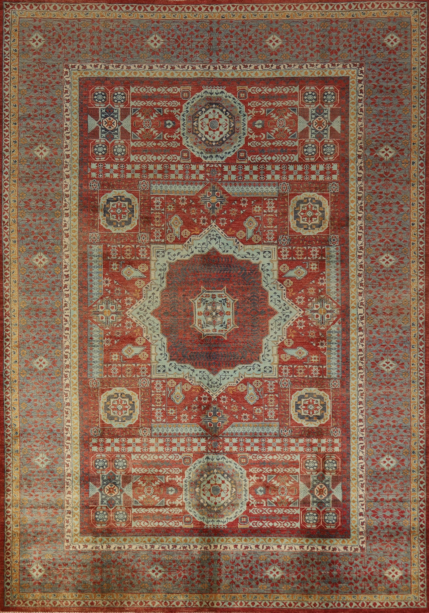 Geometric Wool Kazak Oriental Area Rug 7x10