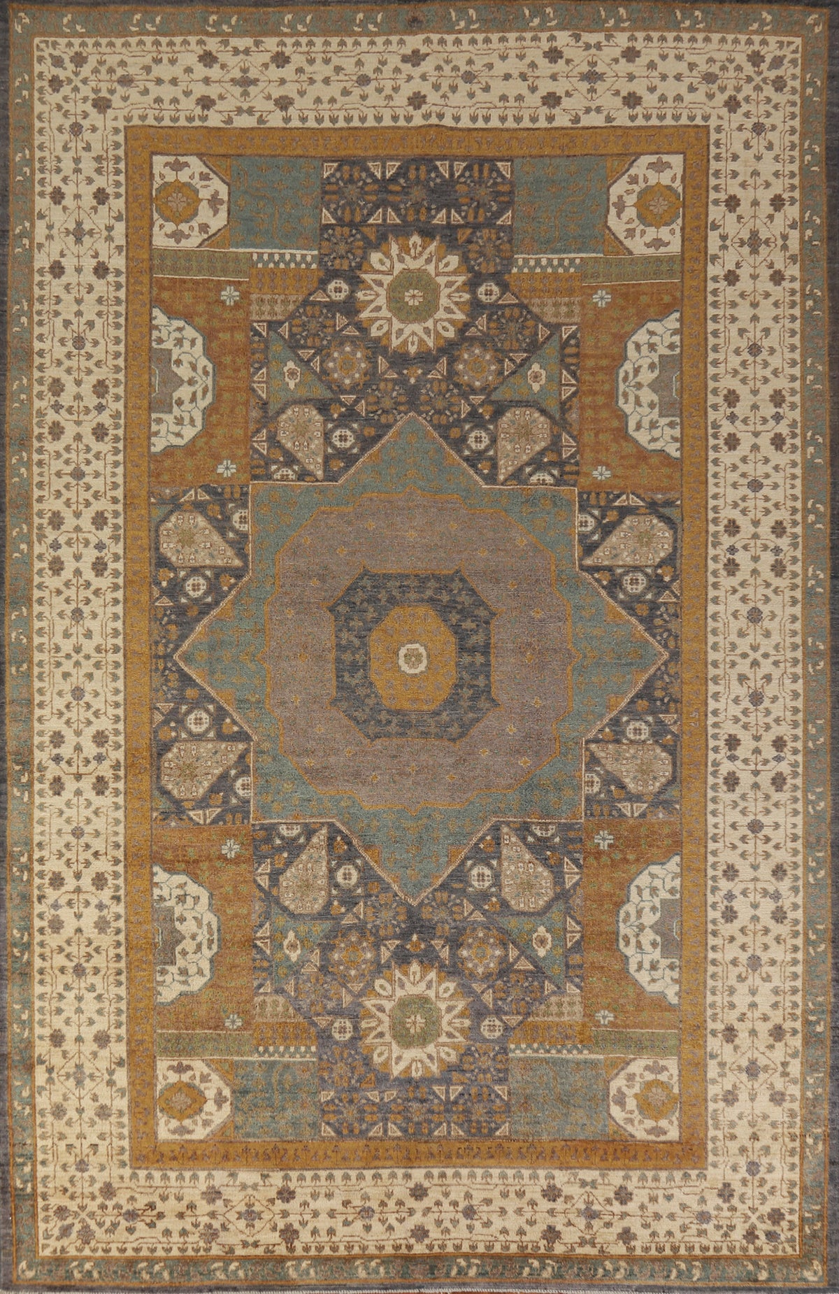 Geometric Wool Kazak Oriental Area Rug 7x10