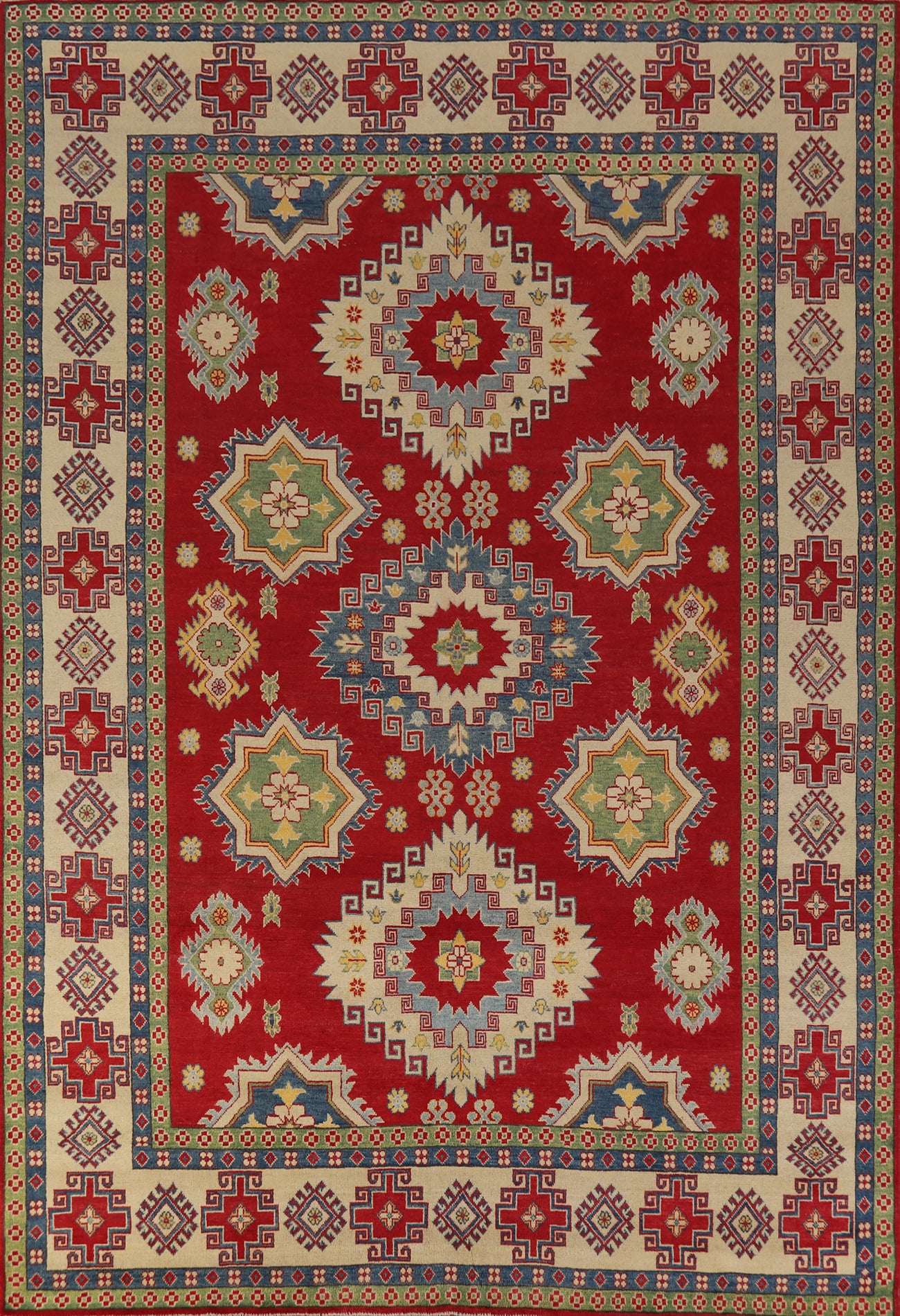 Red Wool Handmade Kazak Oriental Area Rug 8x11