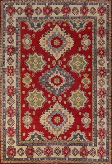 Red Wool Handmade Kazak Oriental Area Rug 8x11